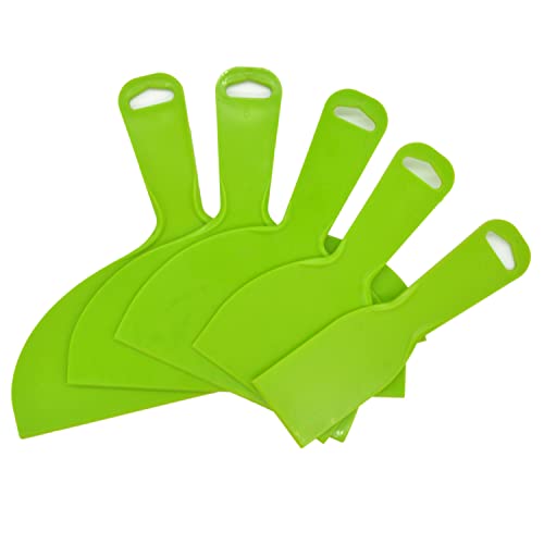 Sinyiol 5Pcs Putty Scraper Plastic Flexible Putty Knives,Large Size Pack,Disposable Spreader Flexible Plastic Paint Scraper Tool For Spackling, Taping Drywall Wall Painting (Mixed Pack2",4",6",8",10") #TOP2