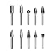 DelitonGude 10 Stück Hartmetall-Frässtifte mit Metall-Schleif-Bits, Holzsteinschnitzerei, Schneiden, Gravurschleifer-Set, Aufsatz, Drehwerkzeug, Zubehör-Set(DE-3,2mm)