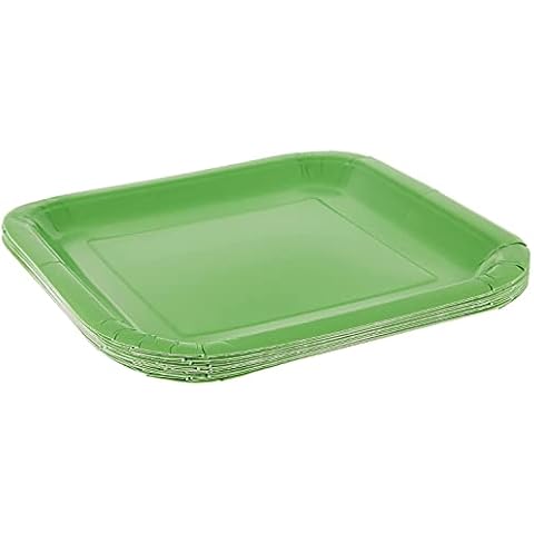 Lime Green Solid Square Paper Dinner Plates - 9" (Pack of 14) - Elegant & Durable Plates for Parties, Weddings & Events Cover