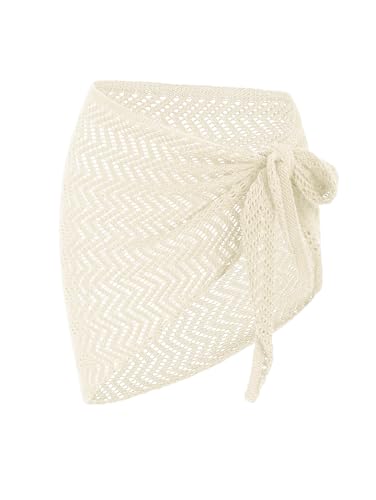 Image of ZAFUL Sarong Coverups for Women Beach Vacation Fishnet See Thru Tie Side Bathing Suit Cover Up Mini Skirt