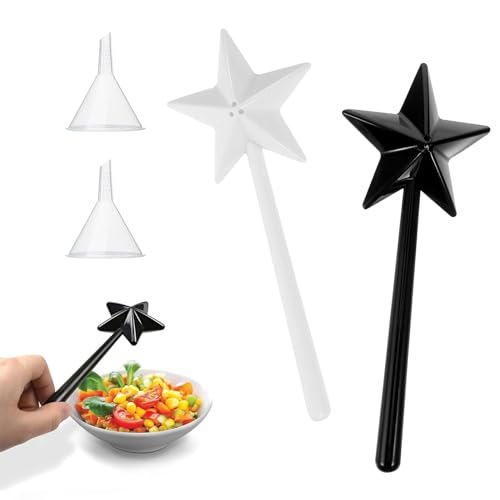 ChAusa 2 Pièces Salt and Pepper Shakers Magic Wand, Salière et Poivrière Magique, Distributeur à Épices Magique Rechargeable avec Trous pour La Cuisine en...