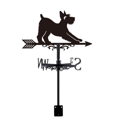 SUPERDANT Banderuola Con Terrier Per Tetto A Forma Di Schnauzer Segnavento da Metallo Nero Indicatore Direzione Vento Per Fattoria Giardino E Cortile