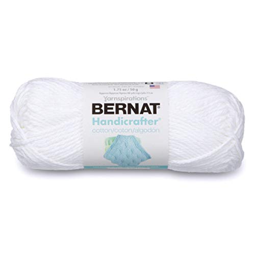 Image of Bernat Handicrafter Cotton Solids Yarn, 1.75 oz, Gauge 4 Medium, 100% Cotton, White
