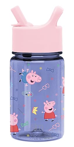 Image of Simple Modern Peppa Pig Kids Water Bottle Plastic BPA-Free Tritan Cup with Leak Proof Straw Lid | Reusable and Durable for Toddlers, Boys | Summit Collection | 12oz, Peppa Pig Bubbles