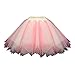Produktbild BBring Tüllrock für Damen Elastische Taille Bunt Farbblock 2XL Rosa 14721 (Reifrock brautkleid Abendkleider Knielang röcke Damen karnevalskostüm mädchen teufelskostüm Ballkleider hochzeitskleid)
