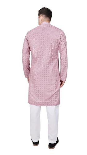 TRILOKI Mens Embroidered Sequined Kurta Pajama Set Rayon Ethnic Indian Traditional Wear Ethnic Diwali Puja Kurta Payjama Set3