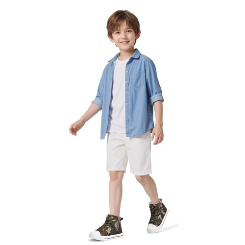 K KomForme Kids Sneakers for Boys and Girls Toddler Canvas High Top Walking Causal Shoes with Zipper Camouflage Green