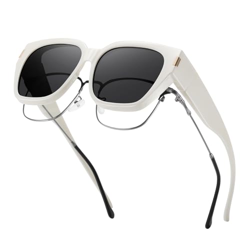 Image of HAOLOTA Polarized Fit Over Glasses Sunglasses for Women Men Trendy Square Wrap Around Shades UV Protection
