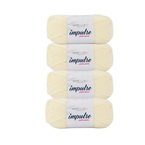 Image of Impulse Hand Knitting & Crochet Yarn, Premium Acrylic, 4 : Medium (Cream) (4x100gms / 14.1oz)