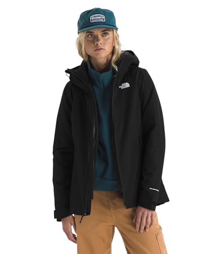 THE NORTH FACE Women's Carto Mono Triclimate Hooded Jacket | Insulated Winter Coat, Wind & Water Resistant, Adjustable Hood with Cinch Cord, TNF Black, Large