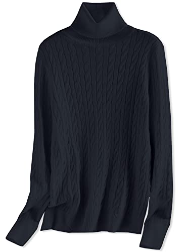 Image of SANGTREE Women's Cable Knit Sweater Long Sleeve Turtleneck Tops | Breathable and Warm Fabric Adapts to Climate Change,Making It Ideal for Autumn,Winter and Transitional Spring Days.