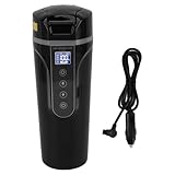 Taza Eléctrica para Coche 500ml, Calentador de Agua Portátil, Acero Inoxidable, 12V 24V - Pantalla Inteligente, Calentamiento Rápido, Uso en Viaje y Vehículos (negro)