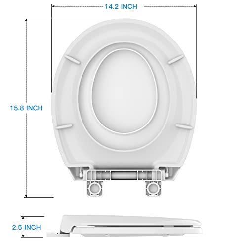 Toilet Seat, Round Toilet Seat with Toddler Seat Built in, Potty Training Toilet Seat Round Fits Both Adult and Child, with Slow Close and Magnets- Round