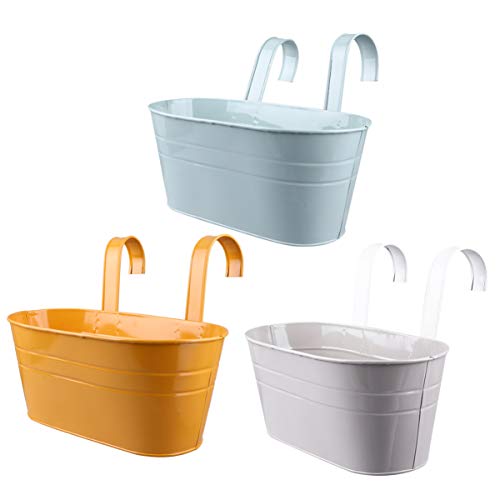 Preisvergleich Produktbild Hemoton 3er Hängetöpfe Set Pflanztopf Blumentopf Übertopf Pflanzenhalter mit Haken Balkon Wanddekoration