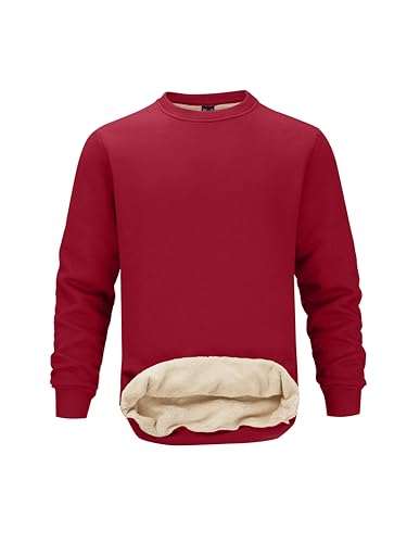 Image of Tansozer Mens Fleece Crewneck Sweatshirt Warm Sherpa Lined Thick Pullover Long Sleeve Tops Shirts