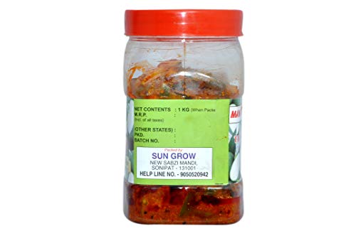 Sun Grow Organic Homemade Marwadi Rajasthani Green Chilli Pickle Achaar 850g