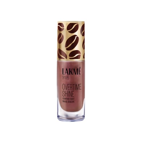 Image of Lakme 9 to 5 Overtime Shine Nail Polish - Coffee Edit-14 Midnight Roast 6ml