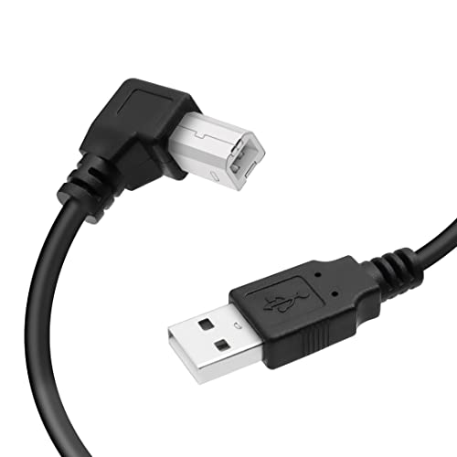 YACSEJAO - Cable de impresora USB de 1,5 m, USB de 90 grados, 2.0 A, macho a macho, escáner de impresora B, cable USB de ángulo recto con impresión de alta velocidad de 480 Mbps, color negro