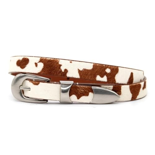 Ceinture fine en cuir véritable imprimé vache boucle métal haut de gamme pour garde-robe