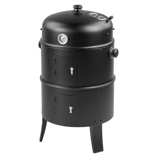 KCT 3 in 1 BBQ Upright Outdoor Smoker Barbecue Cooking Grill With Hooks for Smoking