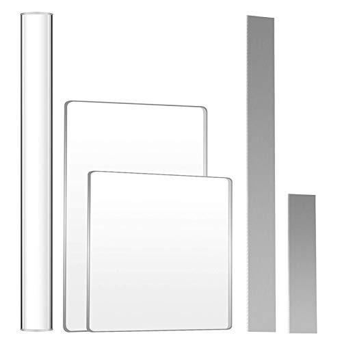 Lot de 5 Outils de modelage céramique poterie Rouleau d'argile acrylique Plaque rectangulaire pour argile polymère Lame flexible en acier inoxydable Outil de bricolage artisanat Cover