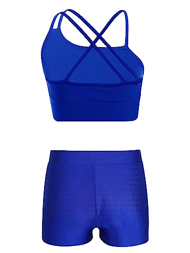 Lejafay Kids Girls 2 Pieces Dance Outfit Active Crop Top with Sport Booty Shorts Gymnastics Leotard Workout Swimwear2