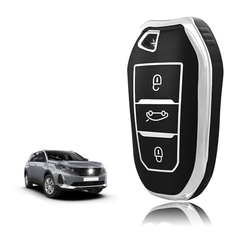 TOOMUME Coque Clé TPU, Etui Clé Étui Clé Adapté pour Peugeot 208 308 508 2008 3008 5008 Rifter Citroen C3 Arricross C4 Picasso DS3 DS4 Berlingo, Couvre Clef Cache Cle Voiture Telécommande - Smart Key