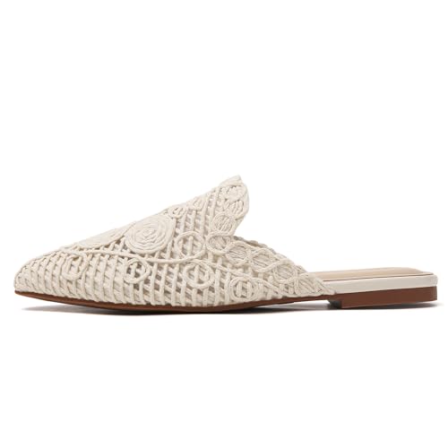 Image of Tilocow Women's Pointed Toe Flat Mules Backless Slip On Loafers