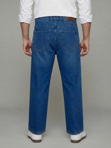 Image of Urbano Plus Men's Relaxed Fit Washed Denim Jeans Non-Stretchable