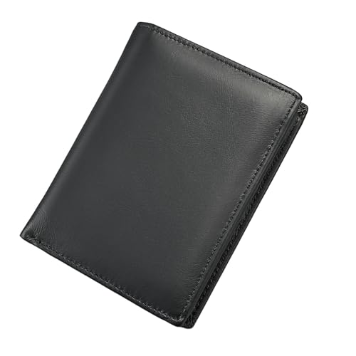 Men's Wallet Short Men's Leather Business Wallet for Party，Travel(Black)