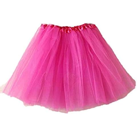 Falda de Tutu Mujer,SHOBDW Pettiskirt Sólido de Gasa Plisada Falda Corta Vestidos De Baile Rendimiento De Disfraces Regalo De Cumpleaños Adulto Mini Tutu Dancing Skirt Cover