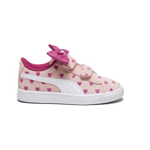 PUMA Kids Girls Suede Classic Re-Bow Heart Print Slip On Sneakers Shoes Casual - Pink - Size 3 M