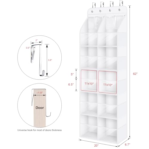 Image of Univivi Hanging Yarn Storage Organizer with Clear 4 Pockets, Extra Large 6 Tiers Crochet Bag Organizer, Over the Door Yarn Storage for Crochet Hook, Knitting Needles (White)