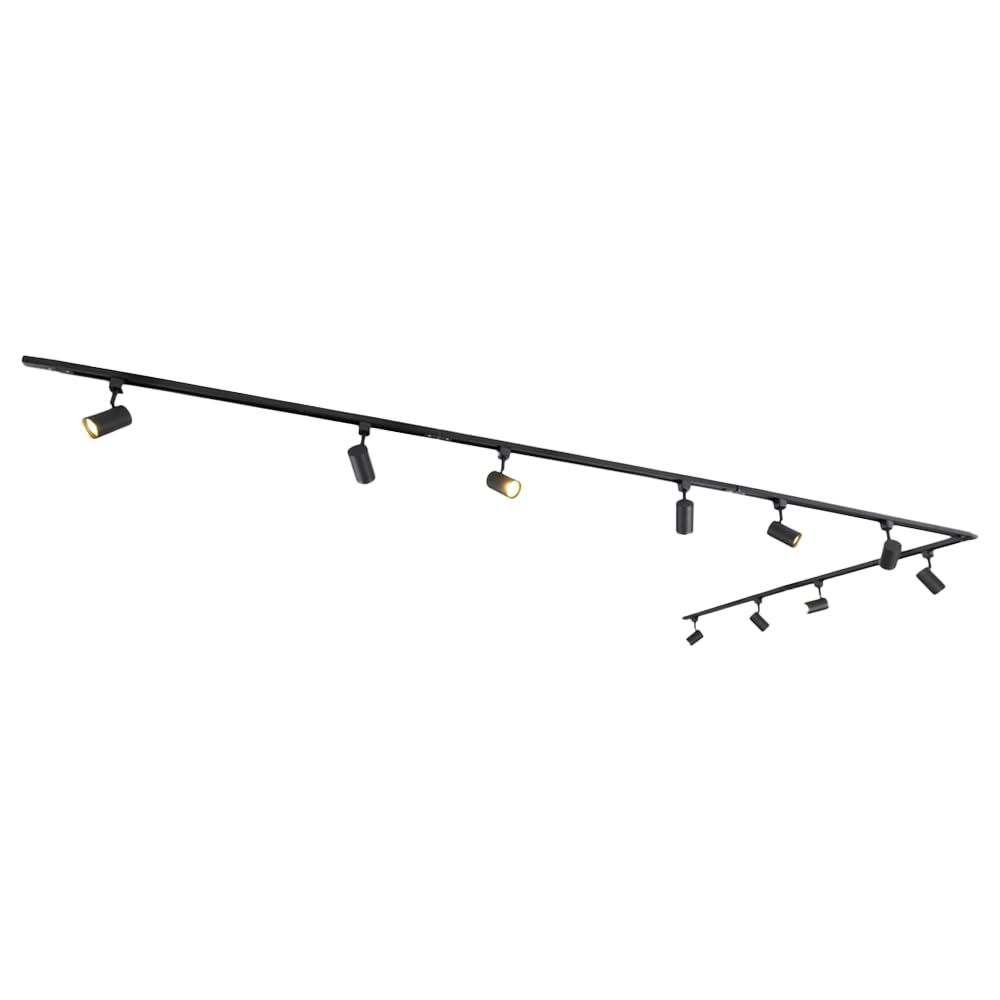 Qub Focus III Monophasé Luminaire Plafonnier LED – 500cm - 10x GU10 Spot Sur Rail - 5x 1m Barre de Spot Plafond – L-Form - Plafonnier intérieur Noir Moderne – Spots et Rails de Spots