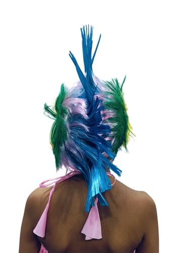 Image of BookMyCostume Assorted Mohawk Wig for Kids & Adults | Funky Rockstar Punk Style Fancy Dress Hairwig | Western Dance Hair Accessory for Boys & Girls | Cock Style Hair for kids for Theme Parties | Free Size