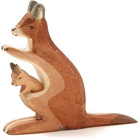Ostheimer 2062 Kangaroo with Baby Figurines Set of 2, Shades of Blue