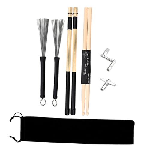 GOOHOCHY 1 Set Drum Kit Accessories with Tuning Key Craft Drum Stick and Cleaning Brush present for Drummers Convenient Storage Pouch Included