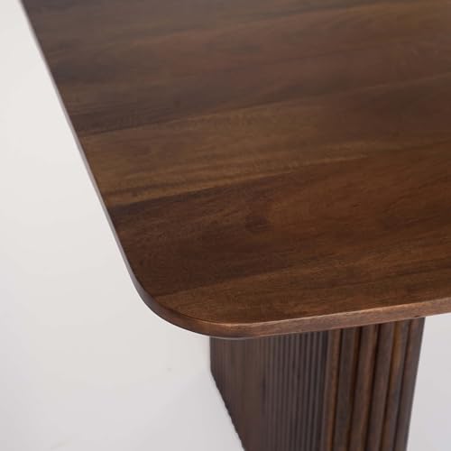 Image of ANGEL FURNITURE Grafton Solid Sheesham Wood Dining Table, Fluted Column Legs, Contemporary Style (Wenge Finish, 175 * 90)