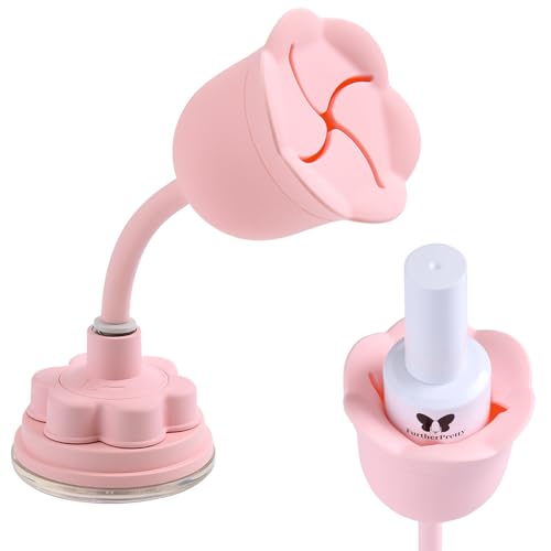 Furtherpretty No Spill Nail Polish Holder Stand Rotatable Flower Shape Bottle Holder with Suction Cup Tilted Design Anti-Spill Nail Art Tool for Home Manicure Pedicure Fingernail Painting Supplies