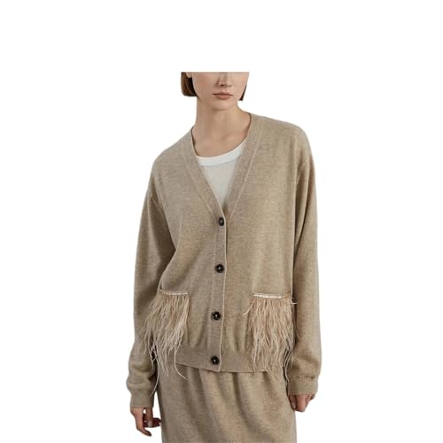 Women's V Neck Knit Cardigan Pockets Buttons Solid Cashmere Sweater