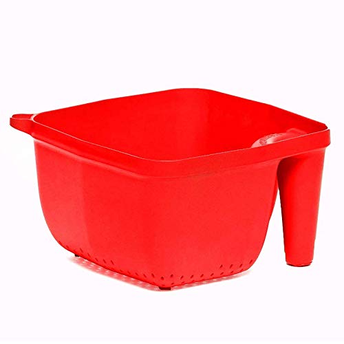 Image of K3 Plastic Washing Bowl & Strainer for Storing and Straining (Pack of 3 Red)