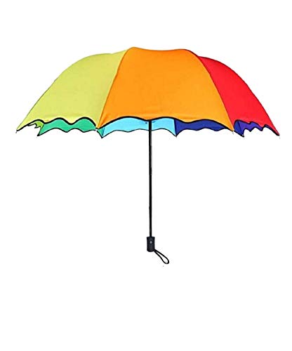 zmgmsmh Foldable Auto Open/Close 8 Ribs 8 colors Rainbow Umbrellas with flounces Compact Travel Automatic Umbrella Steel Durable umbrella Windproof Colorful Umbrella for Women Men Cover