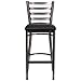 Flash Furniture HERCULES Series Clear Coated Ladder Back Metal Restaurant Barstool - Black Vinyl Seat (Pack of 1)