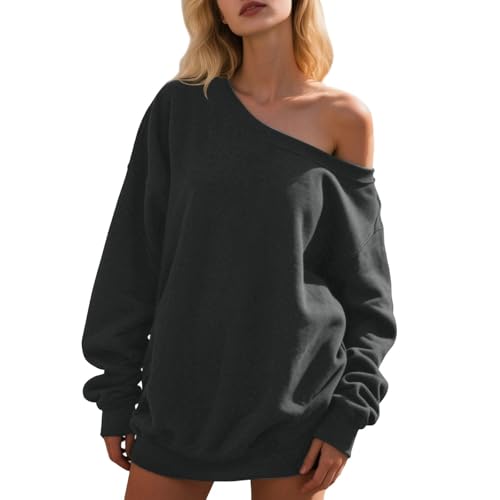 Sweat-shirt épaules dénudées manches longues coupe ample et extensible