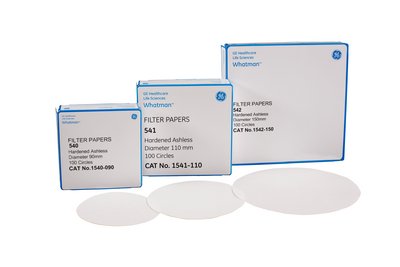 GE Bio-Sciences 1541-090 Cellulose Filter Paper, Circles, Hardened, Ashless Grade 541, 90 mm Diameter (Pack of 100)