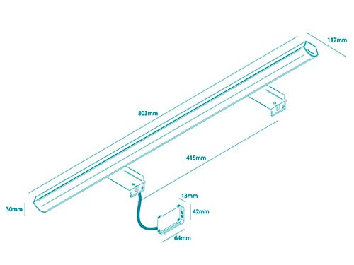 Aplike - Aplique LED Multienganche para Espejo de Baño - Luz Regulable Blanca Neutra (4000K) - 11.6 x 3 x 80 cm | Modelo Sky