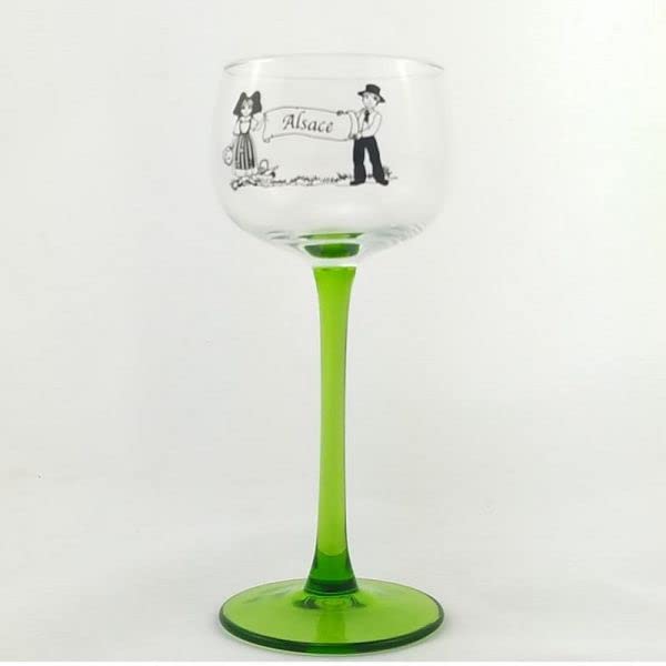 Boeckling - Lot de 6 Verres à vin d'Alsace Pied Vert, décor Couple Alsaciens 15 cl - BOECKLING