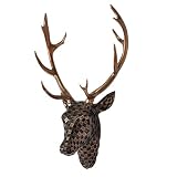ASLASL Schwarz-Weiß kariertes Hirschkopf-Wanddekor, unechte Harz-Tierkopf-Wandskulptur, moderne Geweih-Kunst-Wandbehang, dekorativer Hirschkopf für Wohnzimmer, Schlafzimmer, Büro (Braun)