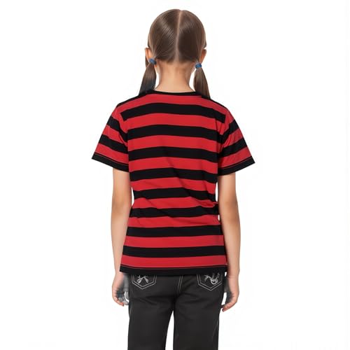 Image of Kids Striped T-Shirt,Short Sleeve,Crew Neck,Boy Girls Summer Tee Top Halloween Costumes 3-12 Years