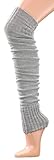 krautwear Damen Mädchen Beinwärmer Stulpen Legwarmers Overknees gestrickte Strümpfe ca. 70cm Öko-Tex Standard 100 80er Jahre 1980er Jahre schwarz beige rot weiss grau braun, Grau, Einheitsgröße